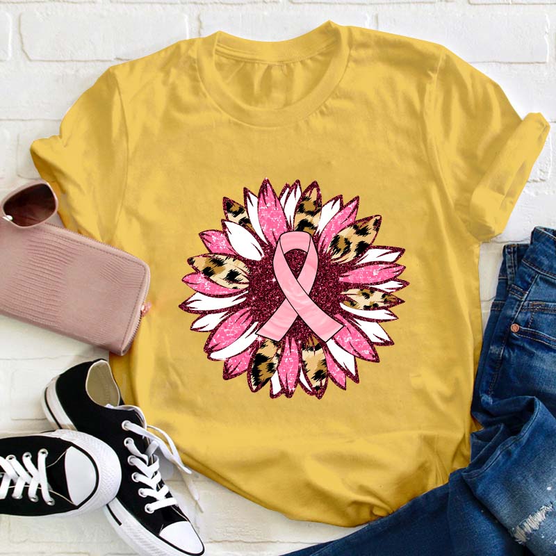 Sunflower Ribbon Awareness Teacher T-Shirt