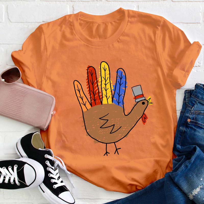 Hand Painted Turkey Teacher T-Shirt