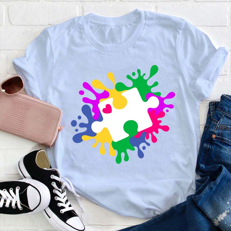 Autism Puzzle Piece Teacher T-Shirt