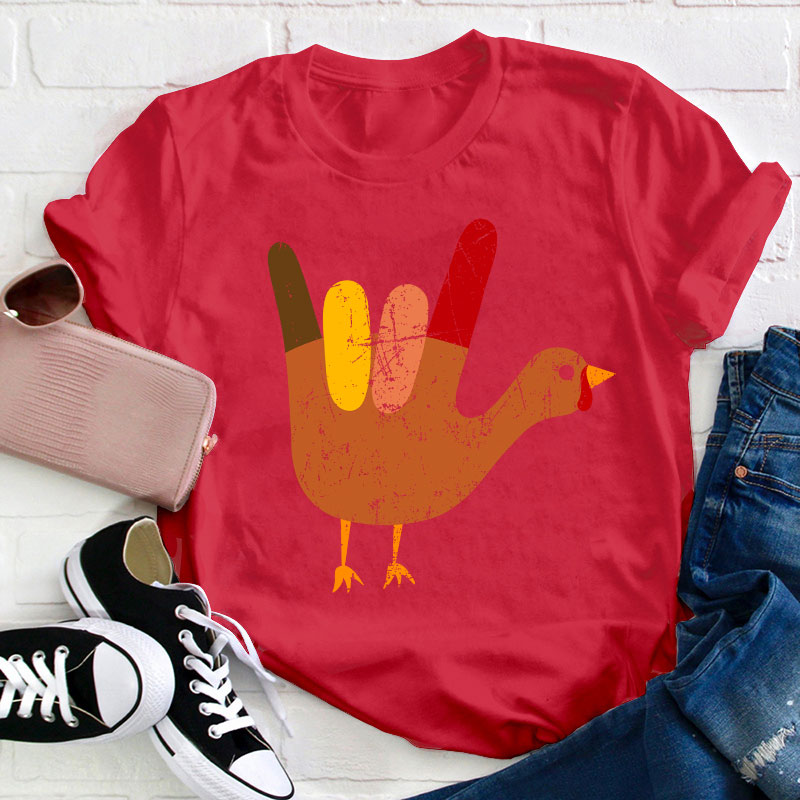 Love Peace And Turkey Teacher T-Shirt