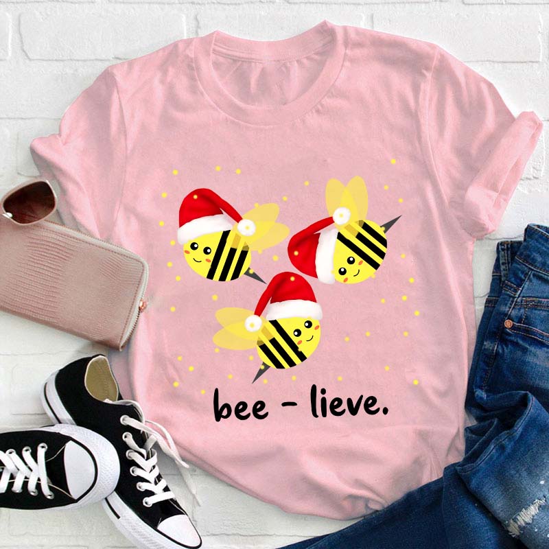 Beelieve Christmas Teacher T-Shirt