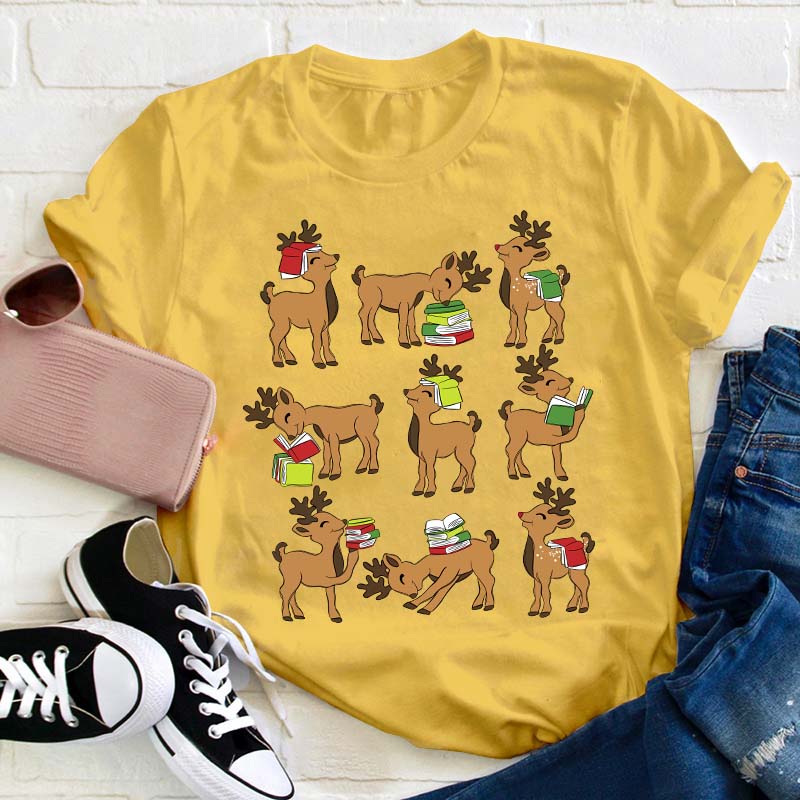 Reindeer Reading Teacher T-Shirt