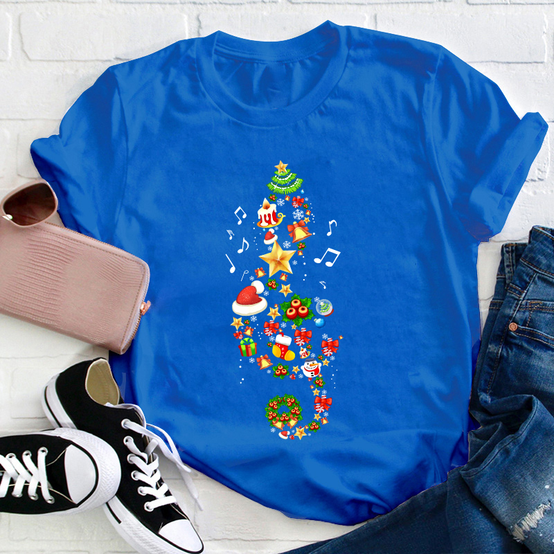 Christmas Tree With Music Notes Teacher T-Shirt