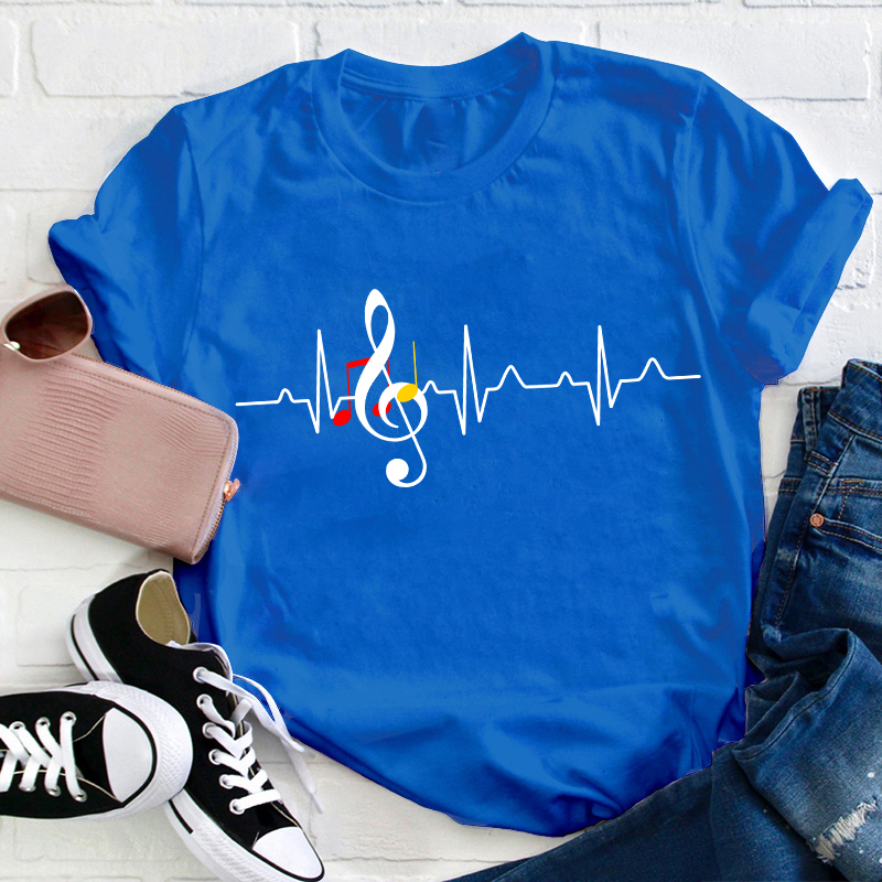 Music Stirs My Heartbeat Teacher T-Shirt