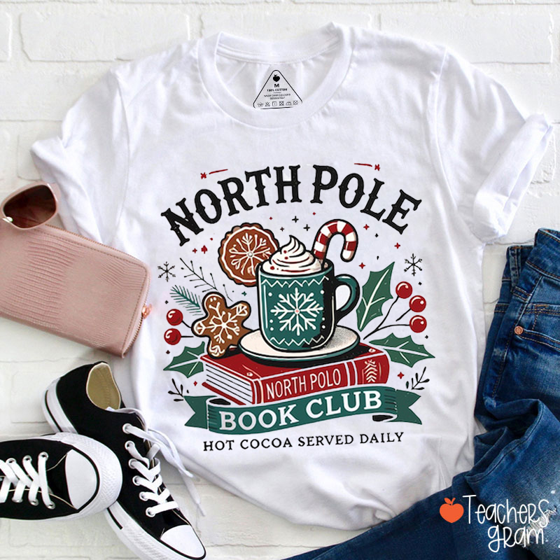 Retro Christmas Books Teacher T-Shirt