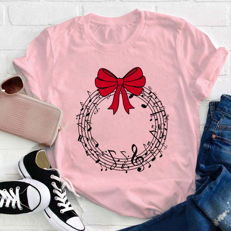 Music Wreath Christmas Teacher T-Shirt