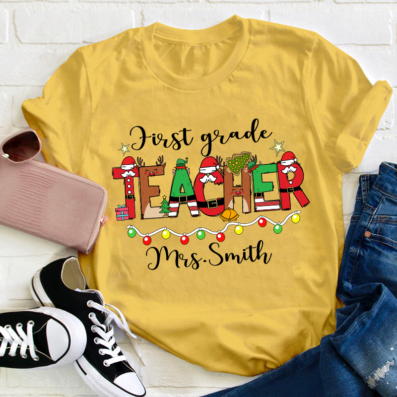 Personalized Christmas Teacher T-Shirt