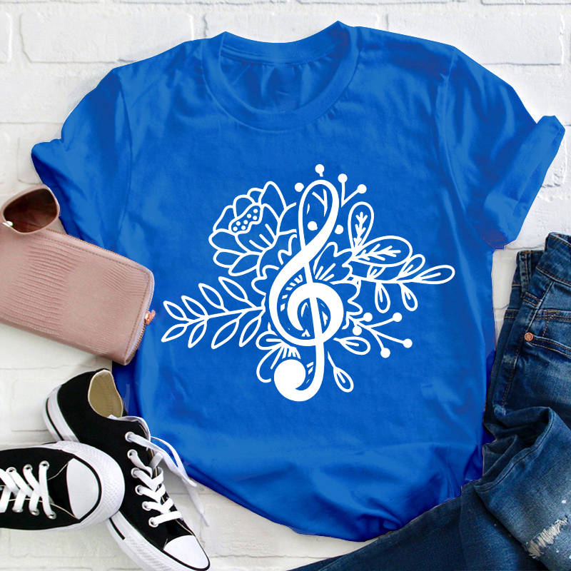 Music Note Flower Teacher T-Shirt