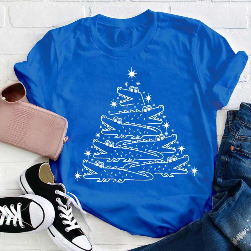 Dinosaur Christmas Tree Teacher T-Shirt