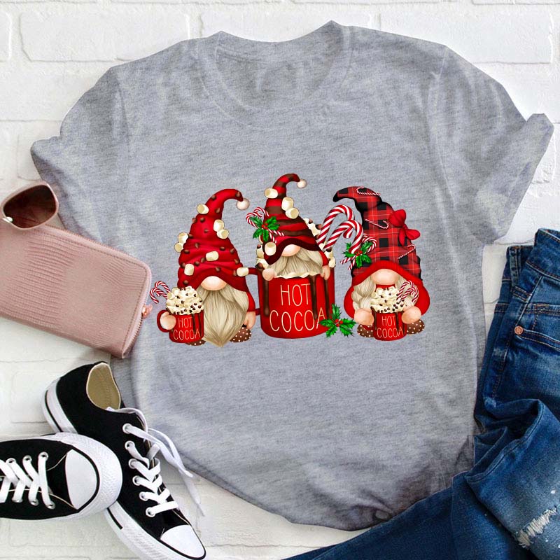 Hot Cocoa Gnomes Christmas Teacher T-Shirt