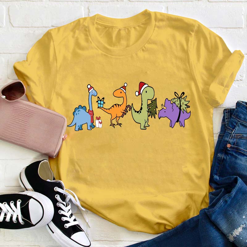 Christmas For Dinosaurs Teacher T-Shirt