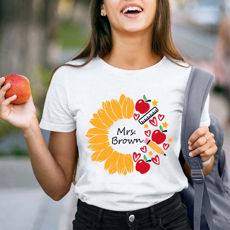 Personalized Sunflower Teacher Life Teacher T-Shirt