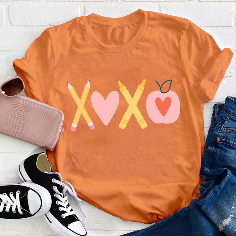 Pencil Crayon Apple Teacher T-Shirt