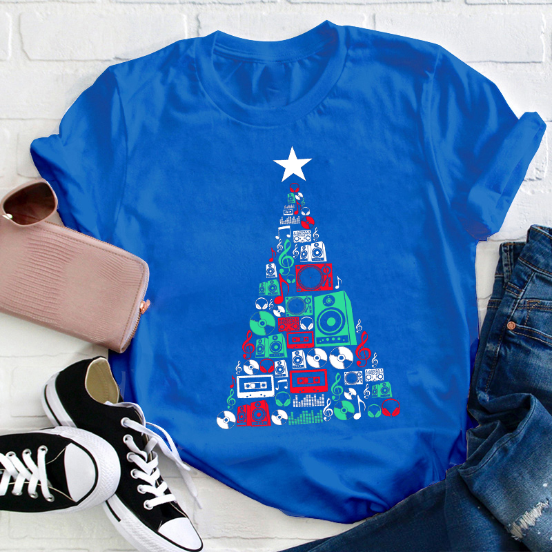 Music CD Tree Christmas Teacher T-Shirt