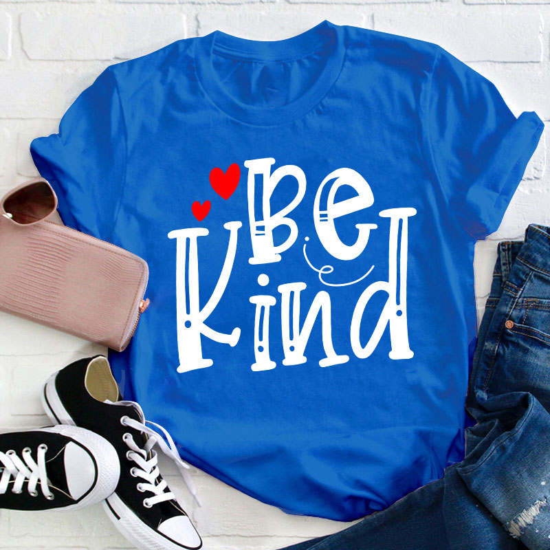 Be Kind Red Heart Teacher T-Shirt