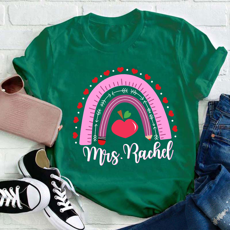Personalized Name Valentines Teacher Day Teacher T-Shirt