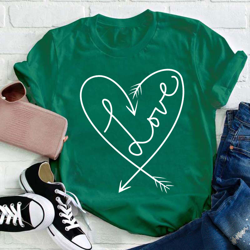 Love Heart Valentines Teacher T-Shirt