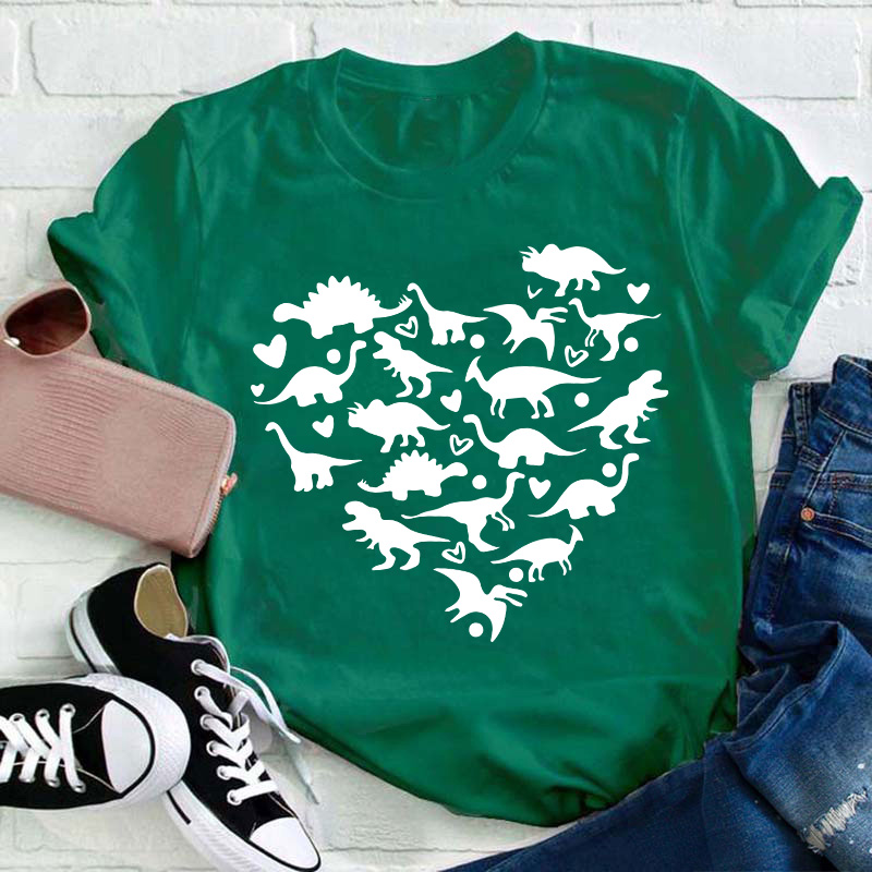 Dinosaur Heart Teacher T-Shirt