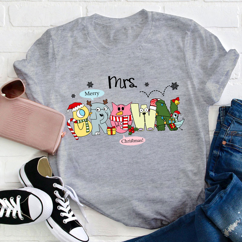 Personalized Name Merry Chrisrams Teacher T-Shirt