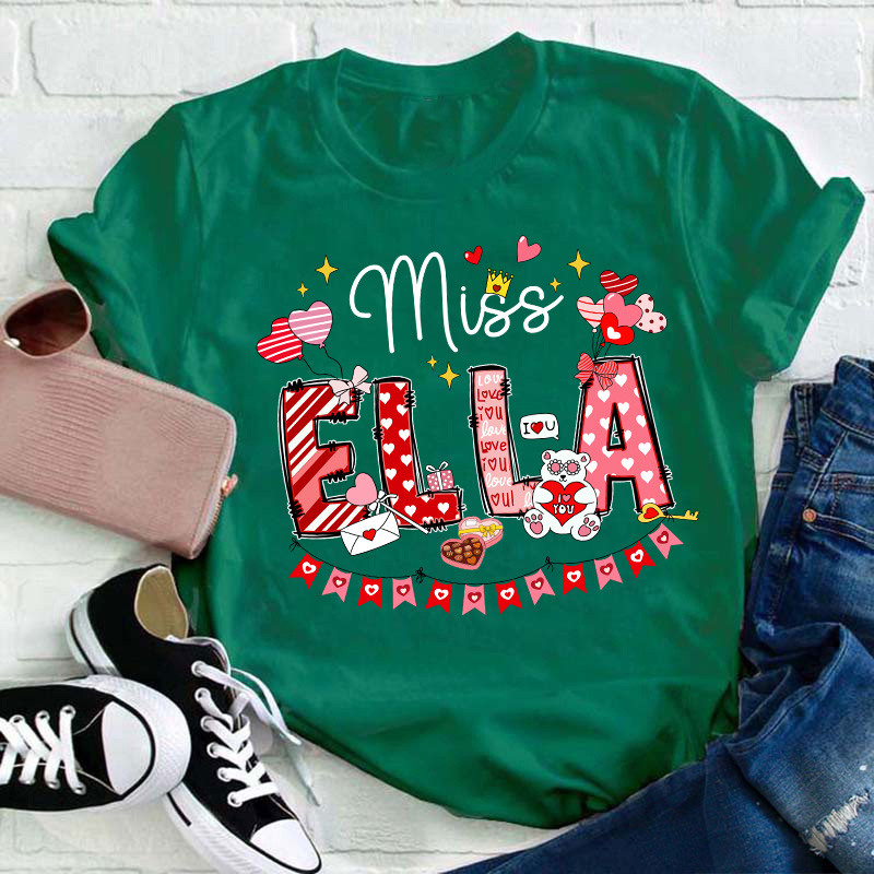 Personalized Valentines Day Teacher T-Shirt