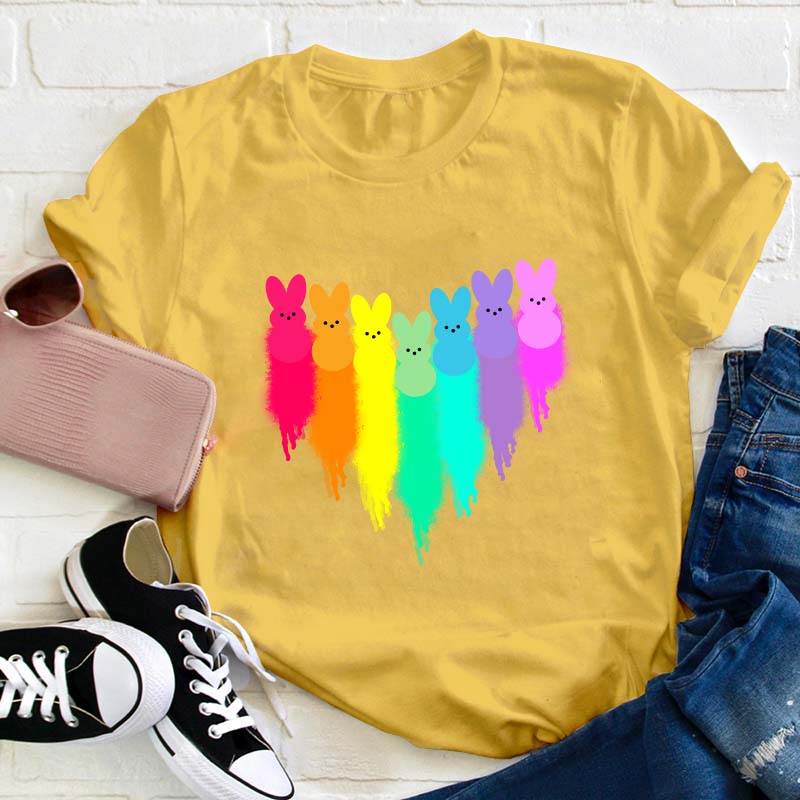 Colorful Easter Peeps Heart Teacher T-Shirt