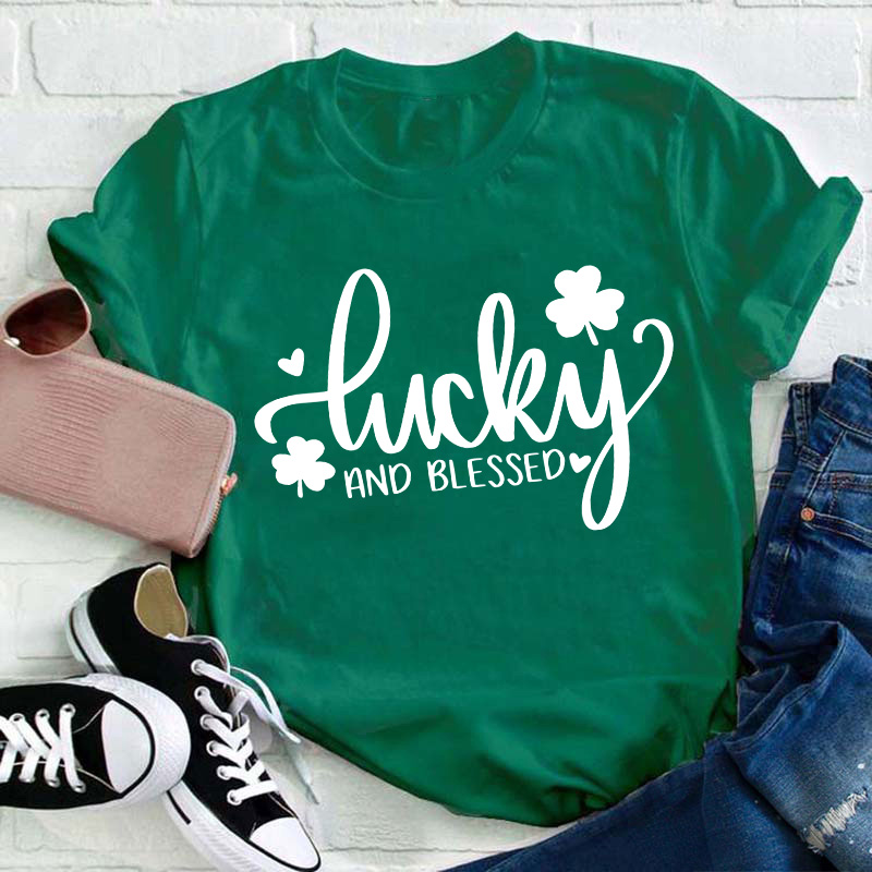 Lucky And Blessed Teacher T-Shirt Sale-Teachersgram