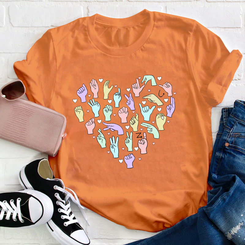 ASL Heart Alphabet Teacher T-Shirt