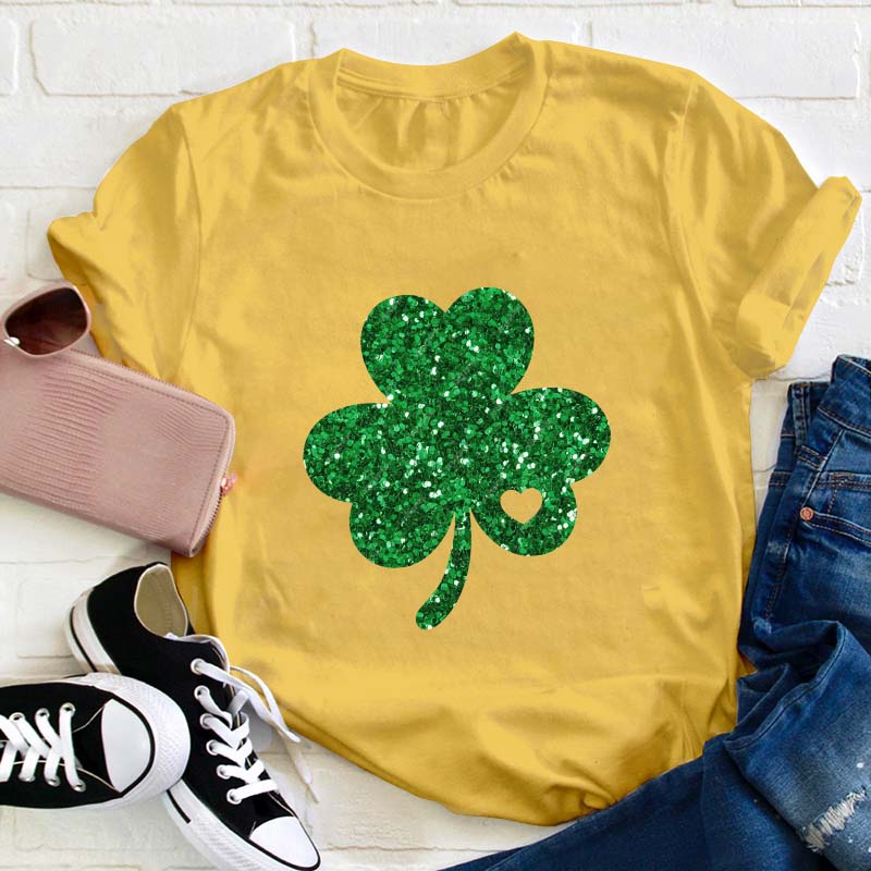 Glitter Shamrock Teacher T-Shirt