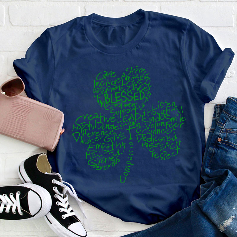 St Patricks Blessed Compassion Shamrock Teacher T-Shirt