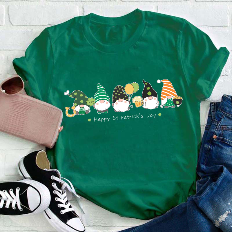 St Patricks Day Gnomes Teacher T-Shirt