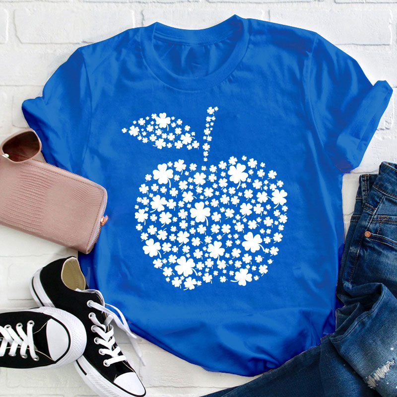 St Patrick Shamrock Apple Teacher T-Shirt