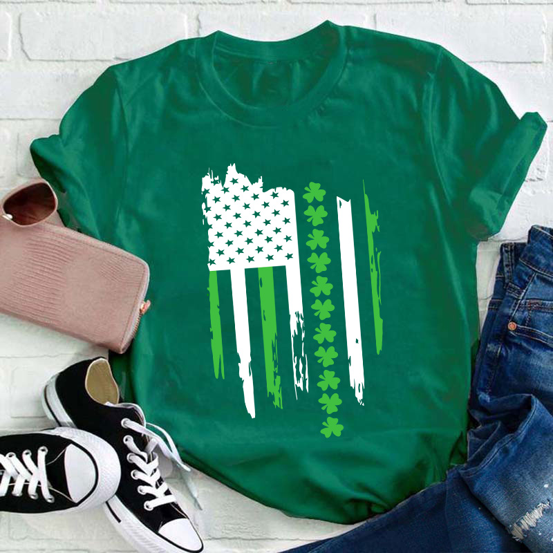 Happy St Patricks Day Flag Teacher T-Shirt