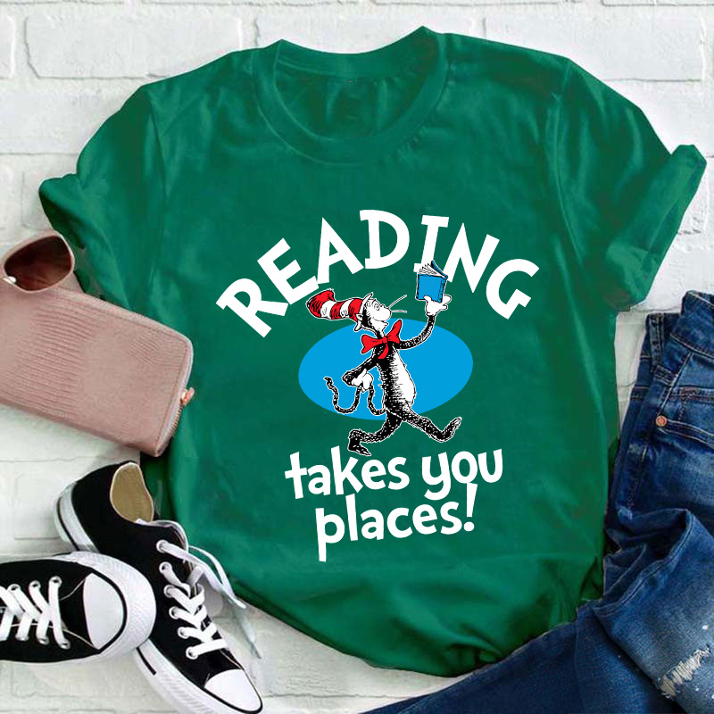 Reading Takes You Places Teacher T-Shirt