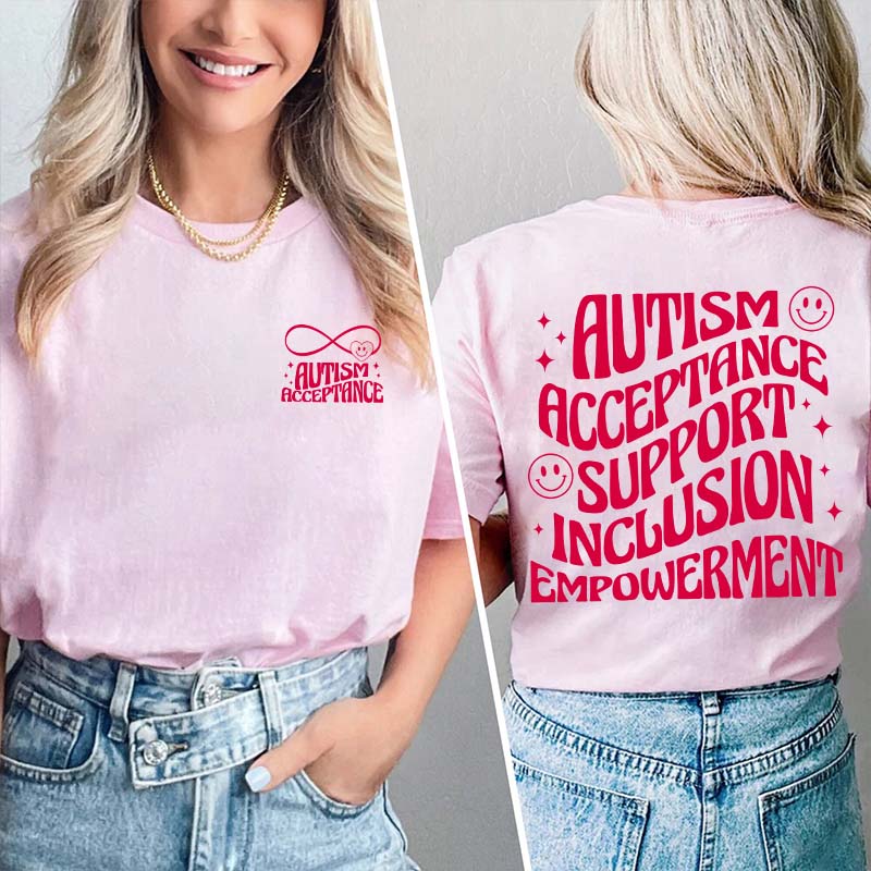 Autism Acceptance Teacher Two Sided T-Shirt