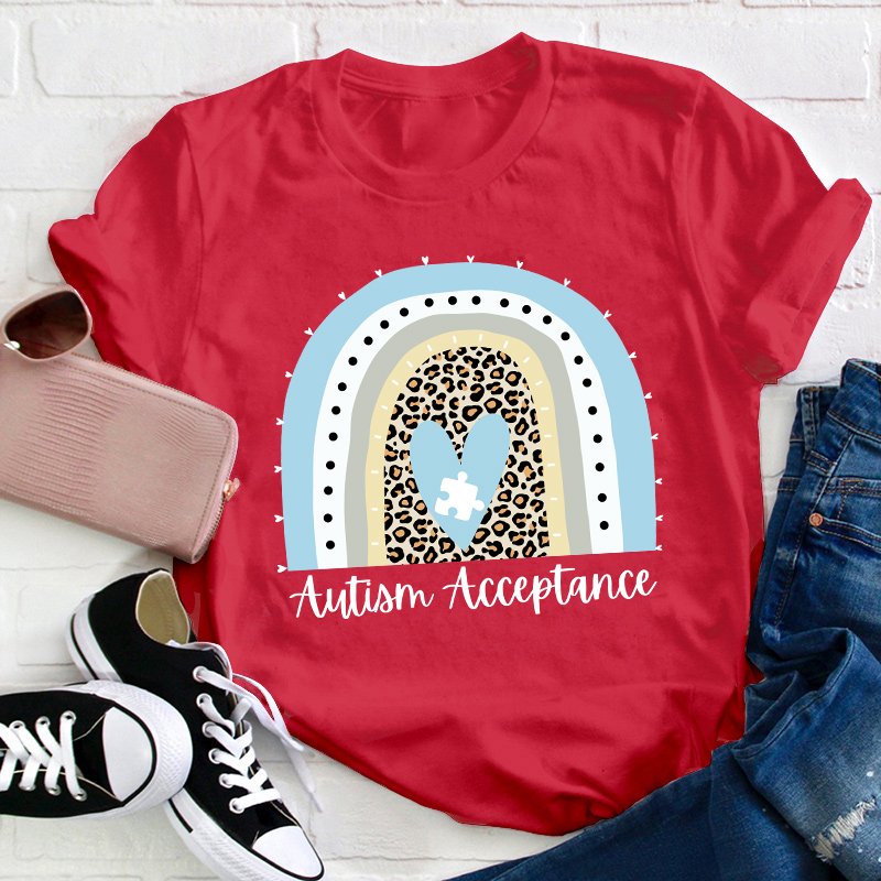 Autism Acceptance Rainbow Teacher T-Shirt