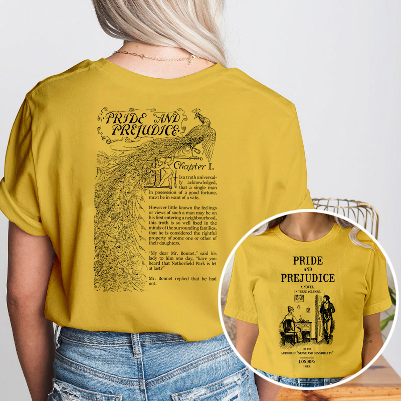Pride And Prejudice A Novel In Three Volumes Teacher Two Sided T-Shirt