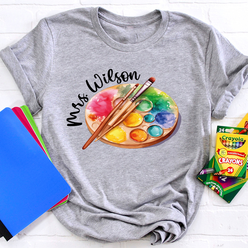 Personalized Artist Palette Teacher T-Shirt
