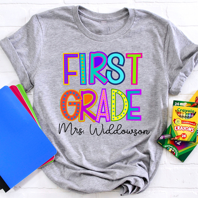 Personalized Name Neon Lights Teacher T-Shirt