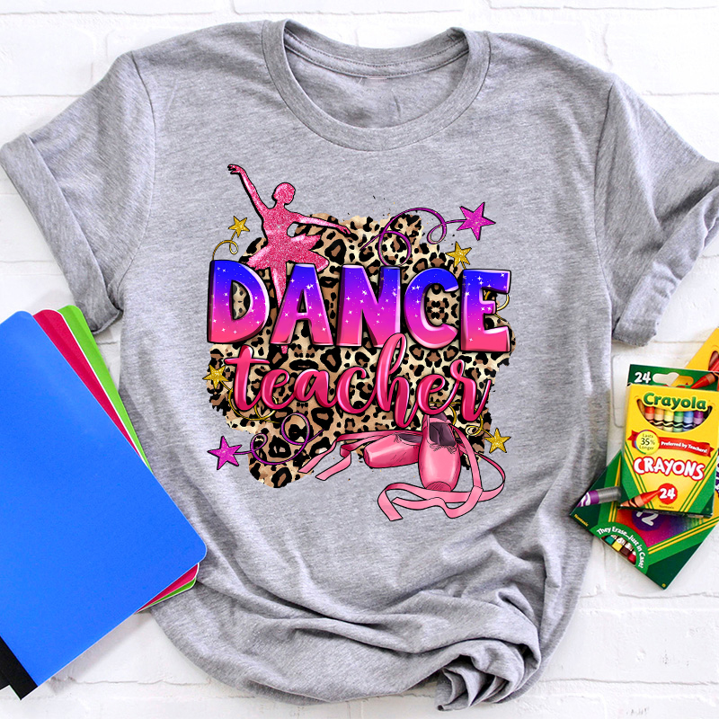 Leopard Print Pink Dance Teacher T-Shirt