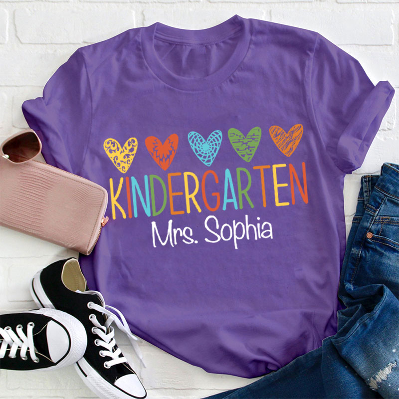 Personalized Grade And Name Kindergarten Teacher T-Shirt Sale-Teachersgram
