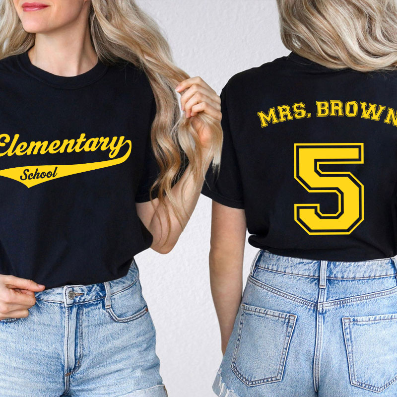 Personalized Sports Baseball Style Team Teacher Two Sided T-Shirt