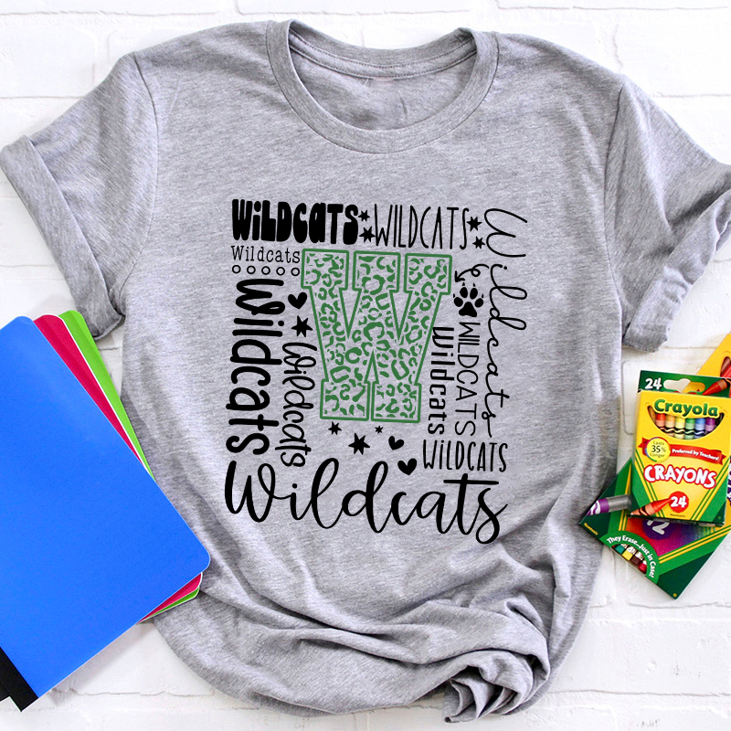 Personalized Colorful Leopard Mascot Teacher T-Shirt