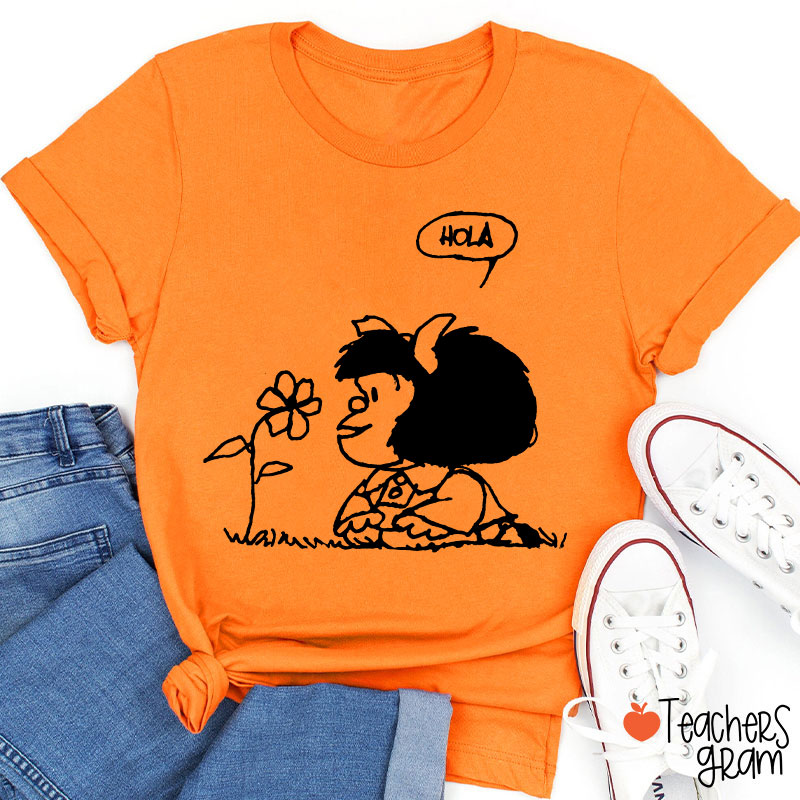 Hola Flower Spanish Teacher T-Shirt