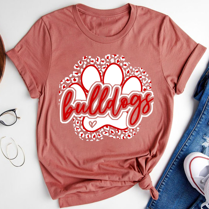 Personalized Leopard Print Stroke Mascot Icon Teacher T-Shirt