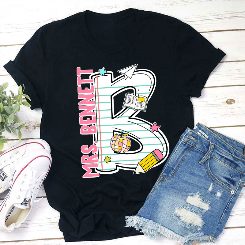 Personalized Teacher's Name Unique Initials Design Teacher T-Shirt