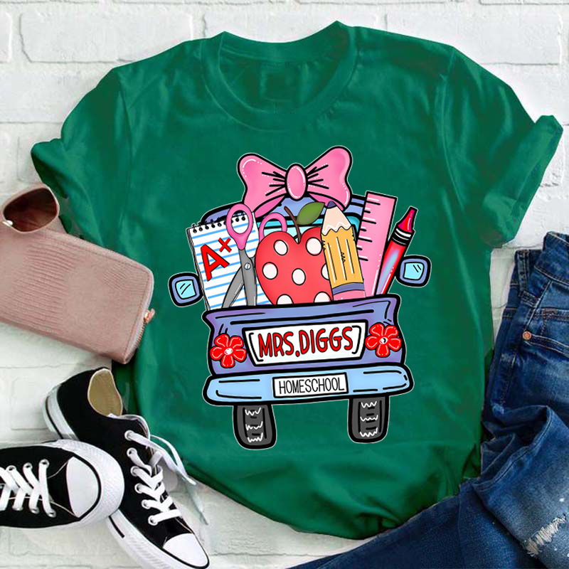 Personalized School Truck Teacher Name Teacher T-Shirt