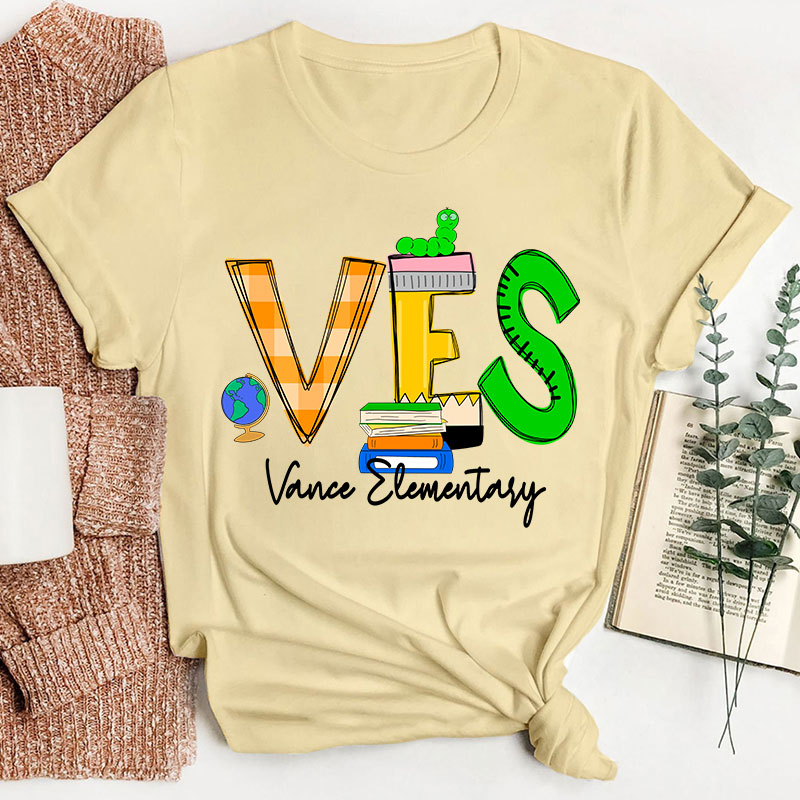 Personalized School Initials And Name Teacher T-Shirt