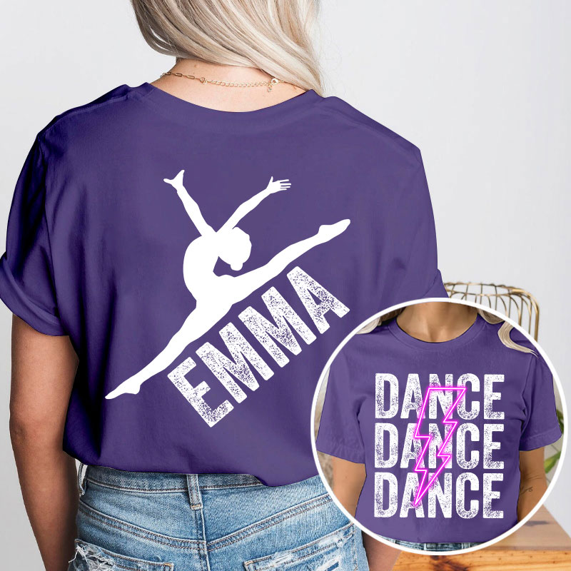 Personalized Pink Lighting Dance Teacher Two Sided T-Shirt