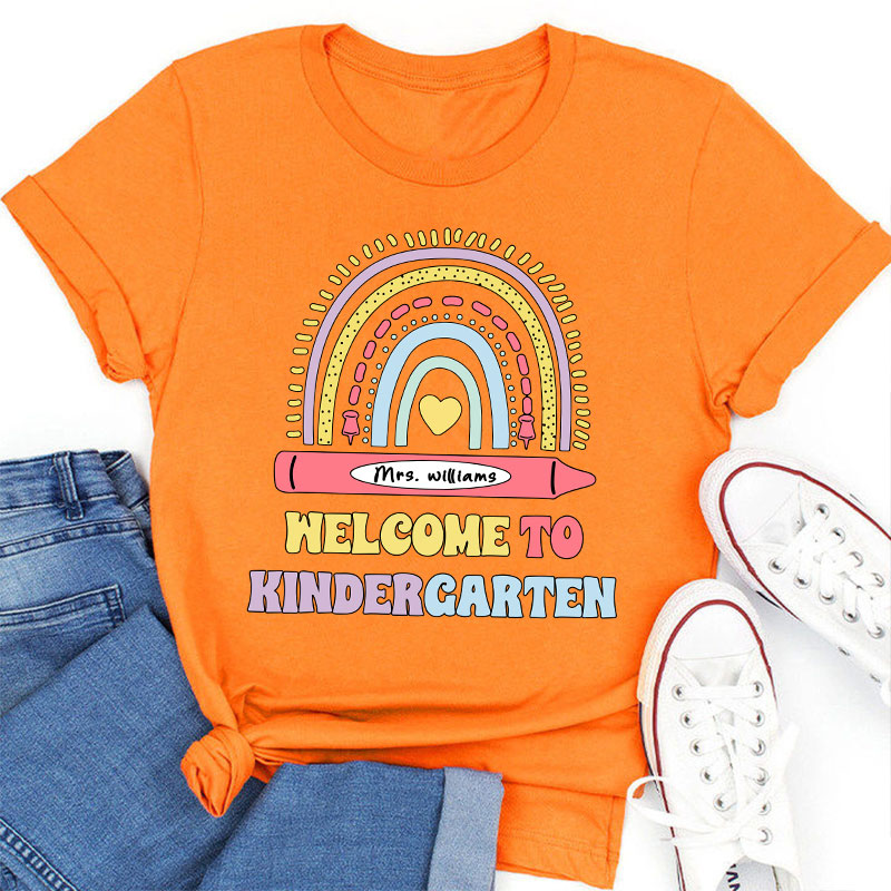 Personalized Cute Rainbow Teacher T-Shirt