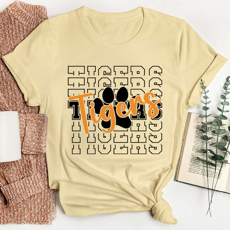 Personalized  Mascot And Paw Go Warriors Teacher T-Shirt